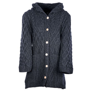 Patchwork Aran Knit Cardigan with Buttons Navy Creative Irish Gifts