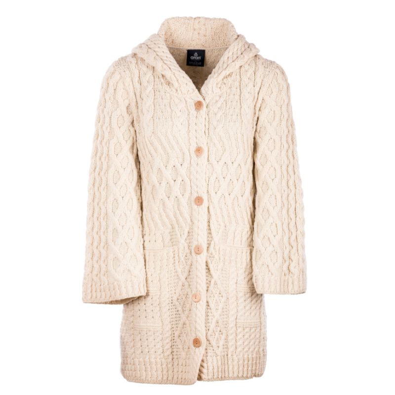 Patchwork Aran Knit Cardigan with Buttons Natural Creative Irish Gifts