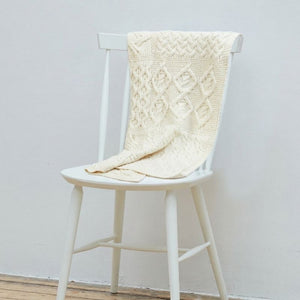 SuperSoft Merino Aran Patchwork Baby Blanket White Creative Irish Gift