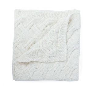 SuperSoft Merino Aran Patchwork Baby Blanket White Creative Irish Gift