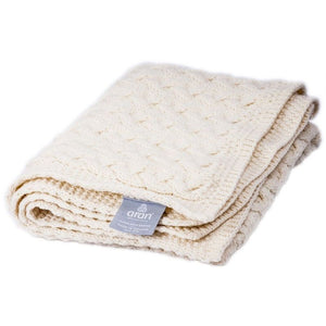 SuperSoft Merino Aran Patchwork Baby Blanket White Creative Irish Gift