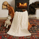 SuperSoft Merino Aran Patchwork Baby Blanket White Creative Irish Gift