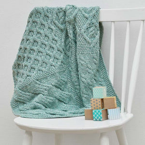 SuperSoft Merino Aran Patchwork Baby Blanket Green Lifestyle Creative Irish Gift