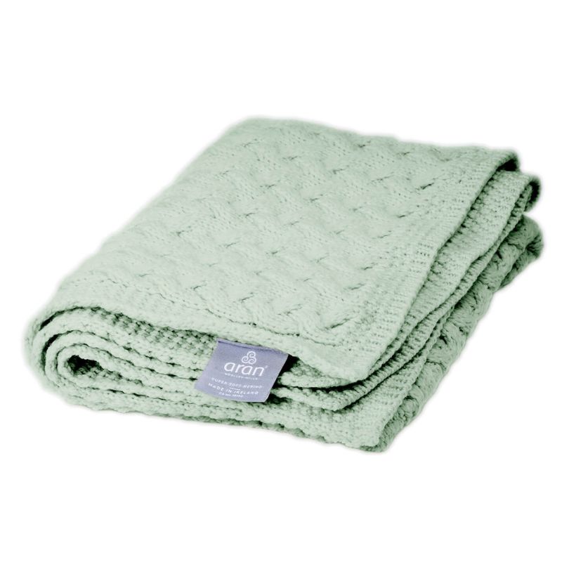 SuperSoft Merino Aran Patchwork Baby Blanket Green Studio Creative Irish Gift