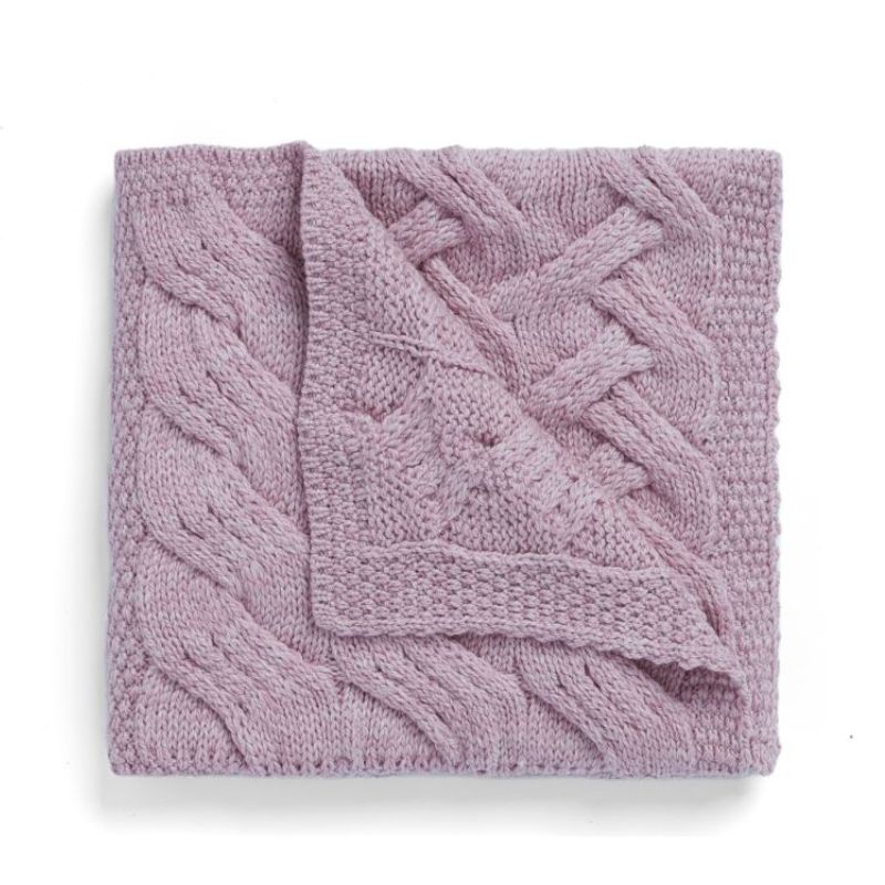 SuperSoft Merino Aran Patchwork Baby Blanket Pink Studio Creative Irish Gift