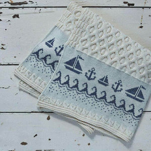 Merino Wool Irish Throw with Sailing Boat Design Creative Irish gift.