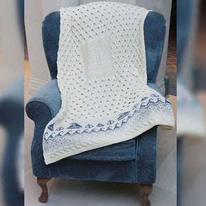 Merino Wool Irish Throw with Sailing Boat Design Creative Irish gift.