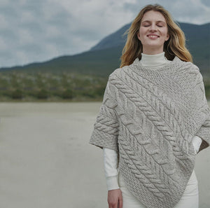 Aran Knit Merino Wool Poncho Creative Irish Gift