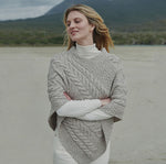 Aran Knit Merino Wool Poncho Otemeal Lifestyle Creative Irish Gift