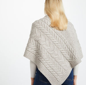 Aran Knit Merino Wool Poncho Otemeal Back View Creative Irish Gift