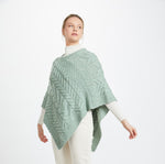 Aran Knit Merino Wool Poncho Green Creative Irish Gift