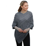 Aran Knit Merino Wool Poncho Grey Creative Irish Gift
