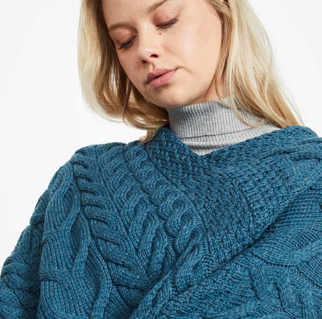Aran Knit Merino Wool Poncho Creative Irish Gift