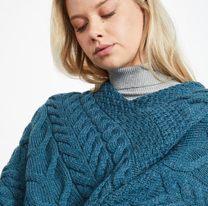 Aran Knit Merino Wool Poncho Creative Irish Gift