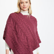 Aran Knit Merino Wool Poncho Jam Creative Irish Gift