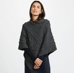 Aran Knit Merino Wool Poncho Grey Creative Irish Gift