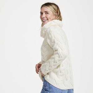 Women's Cable Knit SuperSoft Merino Wool Sweater  Side View Creative Irish Gifts
