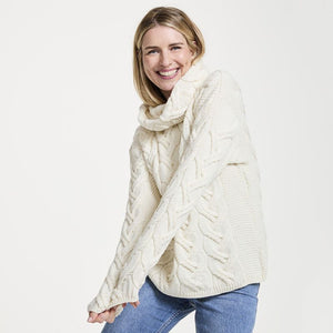 Women's Cable Knit SuperSoft Merino Wool Sweater  Front  View Creative Irish Gifts