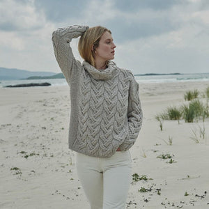 Women's Cable Knit SuperSoft Merino Wool Sweater  Toasted Oat  Lifestyle Creative Irish Gifts