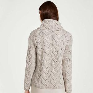Women's Cable Knit SuperSoft Merino Wool Sweater  Toasted Oat back view Creative Irish Gifts