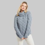 Women's Cable Knit SuperSoft Merino Wool Sweater Ocean Grey Creative Irish Gifts