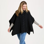 Aran Cable Knit Supersoft Wool Poncho Black Creative Irish Gifts