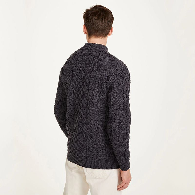 Men's Merino Wool Aran Quarter Zip Sweater