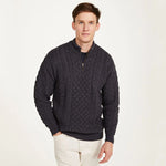 Men's Merino Wool Aran Quarter Zip Sweater
