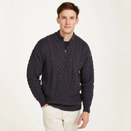 Men's Merino Wool Aran Quarter Zip Sweater
