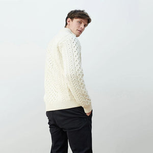 Men's Merino Wool Aran Quarter Zip Sweater