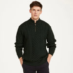 Men's Merino Wool Aran Quarter Zip Sweater