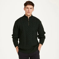 Men's Merino Wool Aran Quarter Zip Sweater