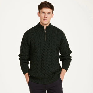 Men's Merino Wool Aran Quarter Zip Sweater