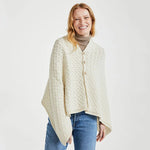 Aran Merino Wool V-Neck Cape White Creative Irish Gifts