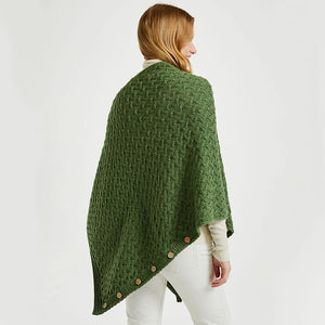 Aran Merino Wool V-Neck Cape Green back view Creative Irish Gifts