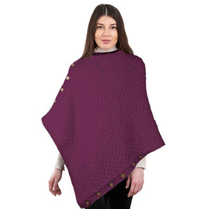 Aran Merino Wool V-Neck Cape Red Creative Irish Gifts
