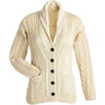 B838206 Merino Wool Irish Cable Button Cardigan, White Creative Irish gift