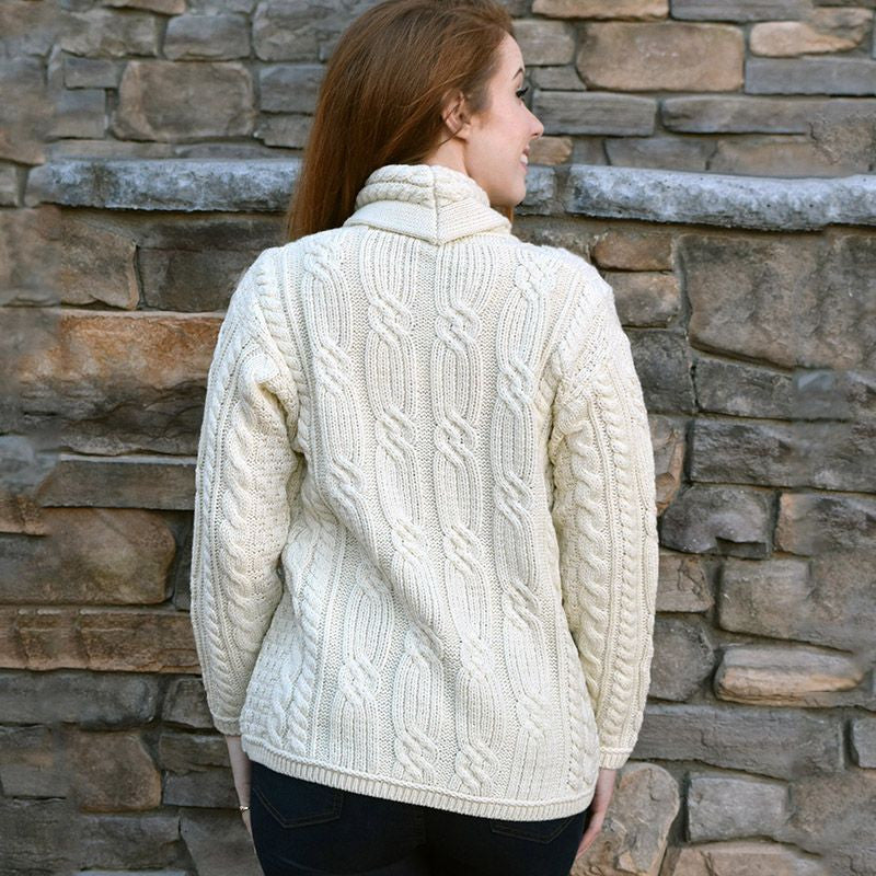 Merino Wool Irish Cable Button Cardigan