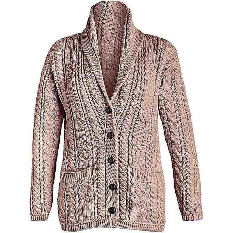 B838206 Merino Wool Irish Cable Button Cardigan, Creative Irish gift