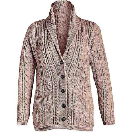 B838206 Merino Wool Irish Cable Button Cardigan, Creative Irish gift