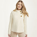 Aran SuperSoft Merino Wool Cardigan with Buttons White Creative Irish Gift