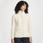 Irish Zip Up Wool Turtleneck Cardigan
