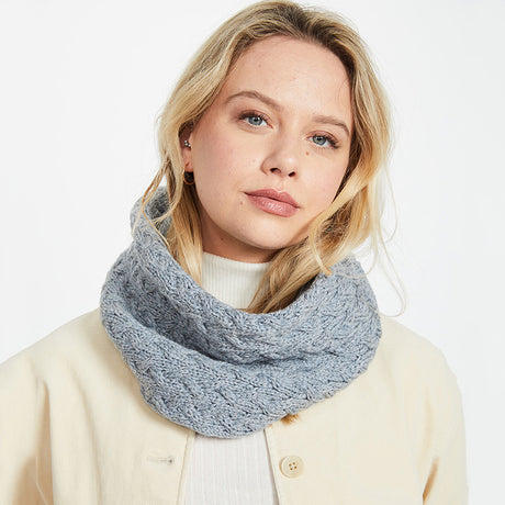 Aran Knit Infinity Scarf- Denim Blue Creative Irish Gifts

