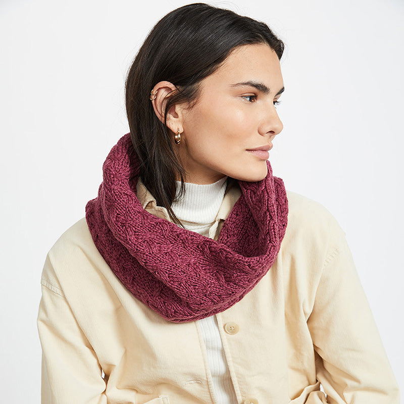 Aran Knit Infinity Scarf- Cream