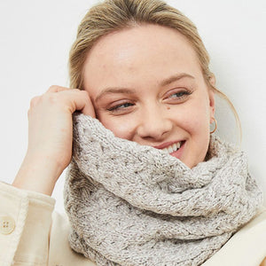 Aran Knit Infinity Scarf- Cream