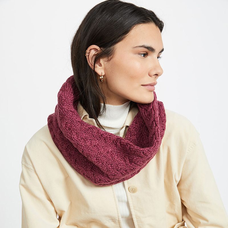 Aran Knit Infinity Scarf- Cream