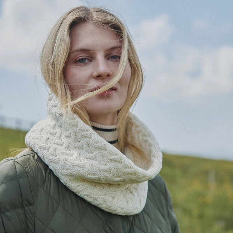 B859367-ONE Aran Knit Infinity Scarf- Cream Creative Irish Gifts
