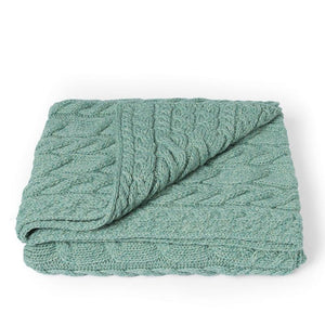 SuperSoft Merino Cable Knit Aran Blanket, Seafoam Green Studio Creative Irish Gifts