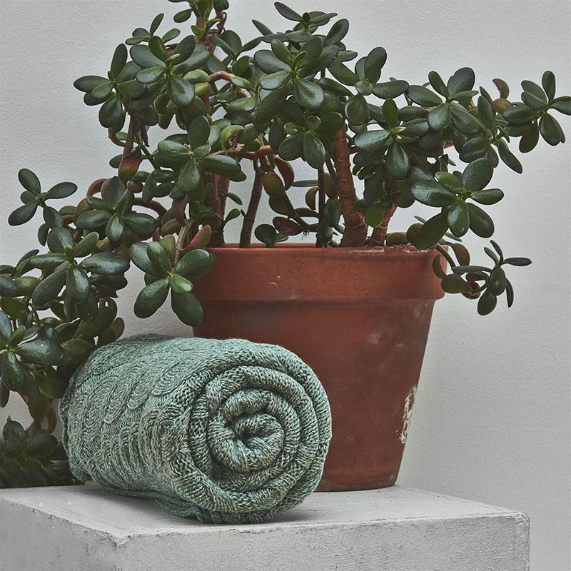 SuperSoft Merino Cable Knit Aran Blanket, Seafoam Green Creative Irish Gifts