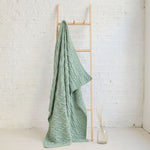 SuperSoft Merino Cable Knit Aran Blanket, Seafoam Green Lifestyle-Creative Irish Gifts